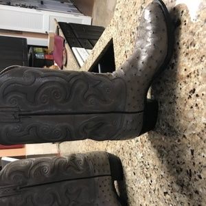 Mens Justin Ostrich Grey Boots size 12D